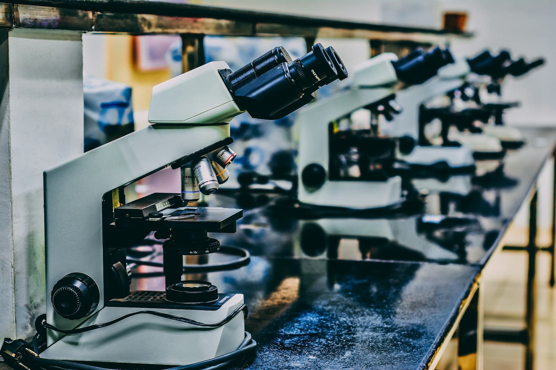 Laboratory glassware and research flasks on a lab bench